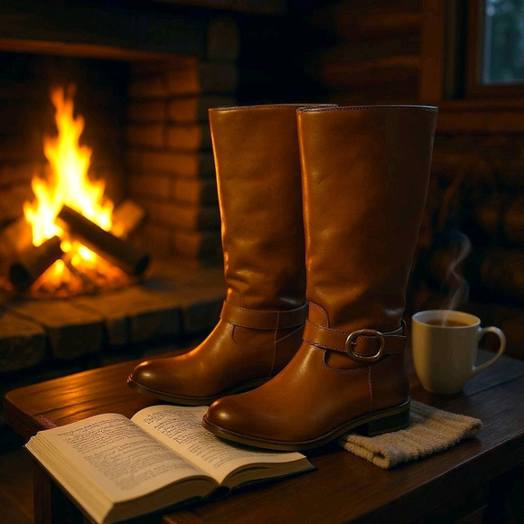 Vince Camuto Shoes - Vince Camuto Classic Casual LEATHER Ridding Knee High Boots SZ 8 M Cognac Brown
